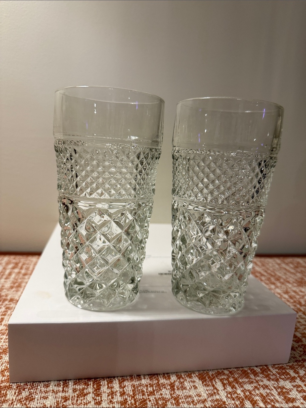 Vintage Anchor Hocking Wexford Clear Glass Flat Tumbler Criss Cross